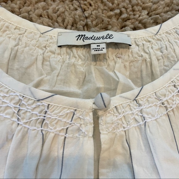 Madewell Embroidered Keyhole Tiered Midi Dress in Stripe Size Medium - Picture 10 of 12